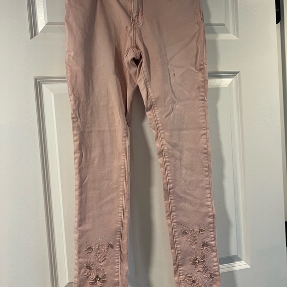 Boston Proper Light Pink Embroidered Cropped Jeans - Picture 2 of 5